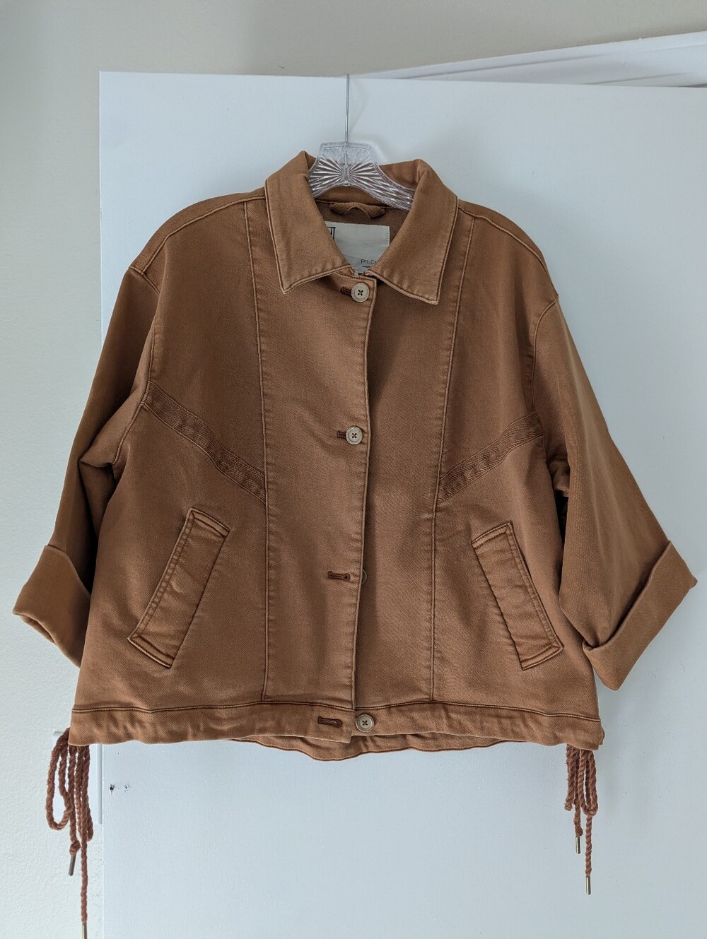 Pilcro Roll-Sleeve Collared Bomber Jacket